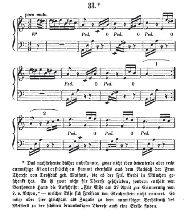 Jako první publikoval partituru slavné skladby německý muzikolog a její objevitel Ludwig Nohl.