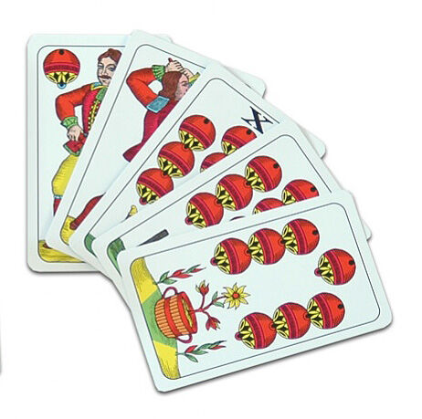 Mikoláš Aleš namaloval sadu mariášových karet s národními tématy.