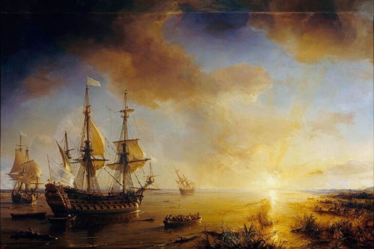 Lodě LaSalleovy výpravy. Foto: Theodore Gudin (1802-1880)/Creative Commons/Public Domain