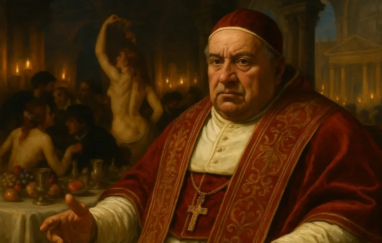 Alexandr VI., vlastním jménem Rodrigo Borgia, je jedním z nejkontroverznějších papežů historie. Pocházel z mocné rodiny Borgiů a jeho život byl plný rozporů. Na jedné straně byl schopným diplomatem a organizačně zdatným vůdcem, na straně druhé mužem bez morálních zásad. Povinný kněžský celibát pro něj nic neznamenal, a tak se stal otcem nejméně sedmi nemanželských dětí. Jeho dcera Lucrezia Borgia byla známá svými skandálními vztahy, včetně pověstí o incestním poměru se svými bratry.