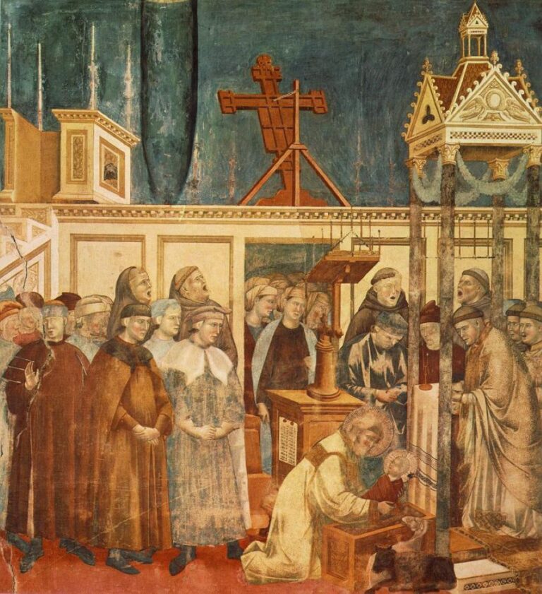 Svatý František z Assisi vytvořil v Grecciu živé divadlo představující narození Ježíška. Foto: Giotto (1266–1337)/Creative Commons/Public Domain