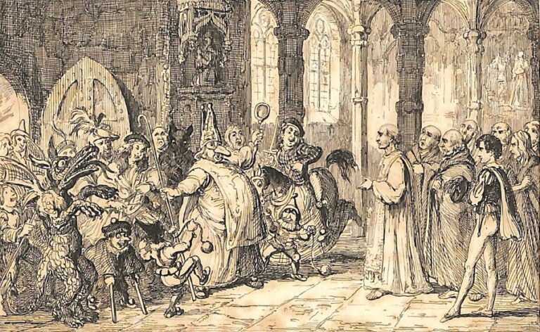 Pán Zmatku převrací ve svátečním období společenskou hierarchii naruby. Foto: George CRUIKSHANK (1792–1878)/Creative Commons/Public Domain