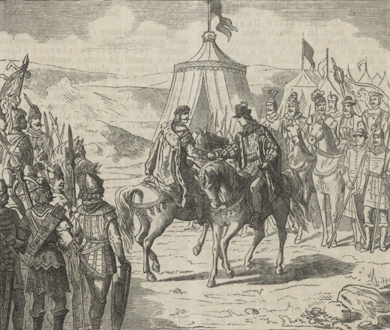 Vladislav a Maytáš Korvín. Protože s ním vede válku, má fajn výmluvu, proč Barboru nepozvat do Prahy