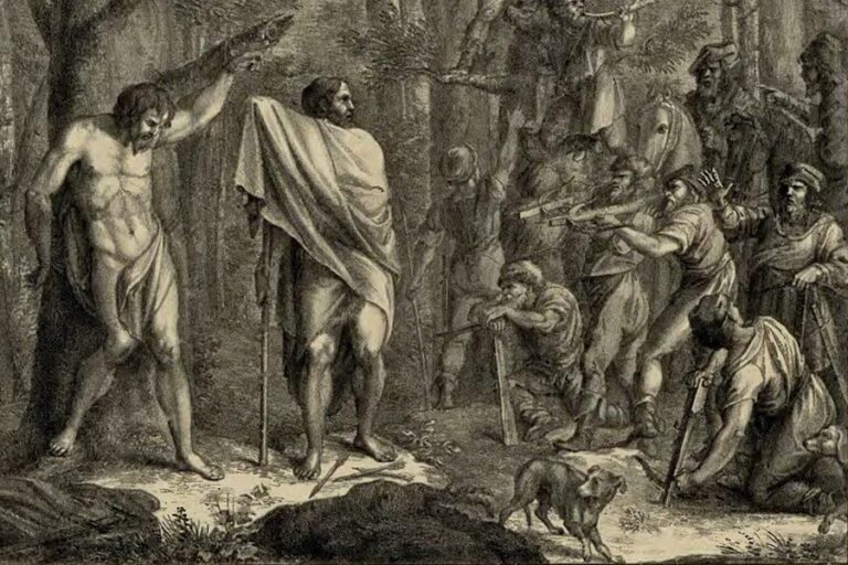 Nebezpečí smrti čelil Jaromír víckrát, tady ho přepadli Vršovci. Foto: Anton Gareis (1793–1863)/ Creative Commons/Public Domain