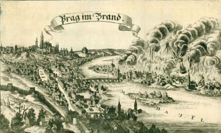 Takzvaný Francouzský požár Prahy v roce 1689. Foto: Neznámý autor/Creative Commons/Public Domain