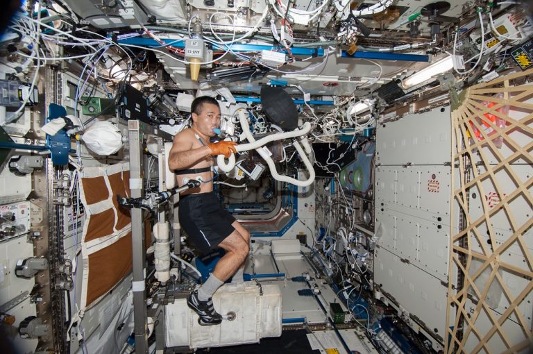 Velkou část času stráveném na ISS zabere cvičení.
