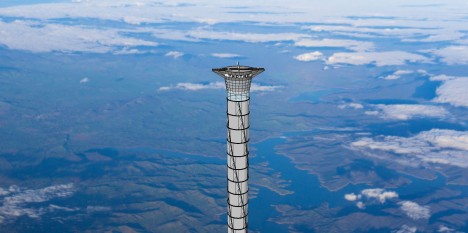 The top of a space elevator platform recently patented by Thoth Technology of Pembroke, Ont. is shown in this artist's concept. The company thinks a 20-kilometre-high version could be built within 10 years.