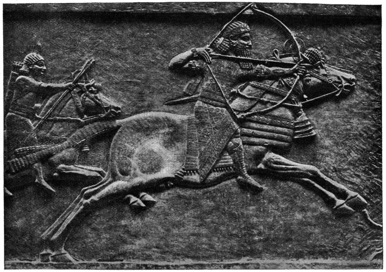 Mistrý střelec na lovu, i tak je zobrazován asyrský dobyvatel Aššurbanipal.