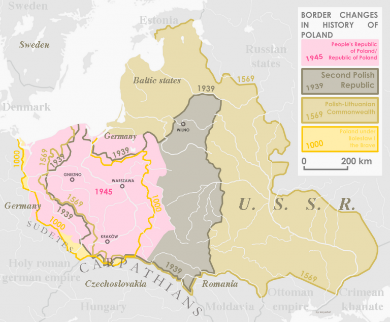Polské hranice se ve druhém tisíciletí hýbaly často.