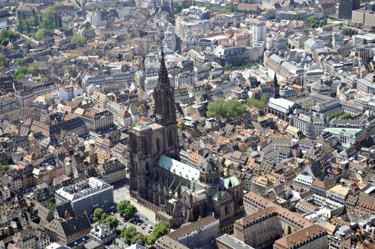 Letecký pohled na Štrasburk