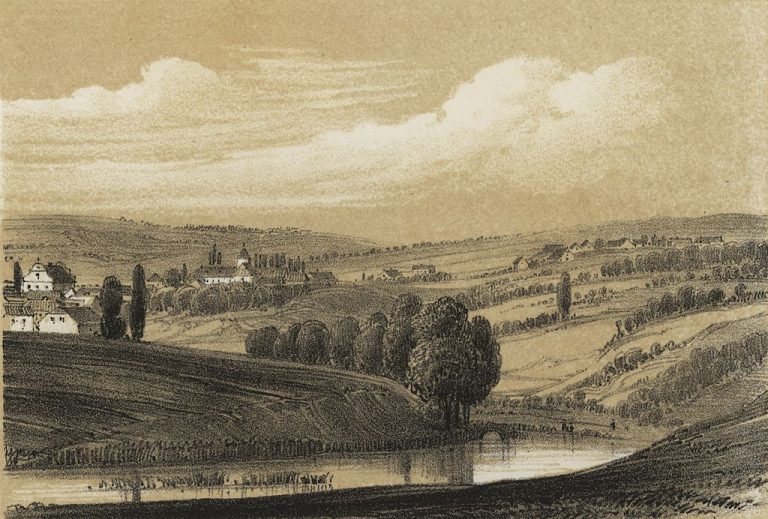 Kyje v roce 1845 představují ještě vesnici uprostřed polí, která láká víkendové výletníky.