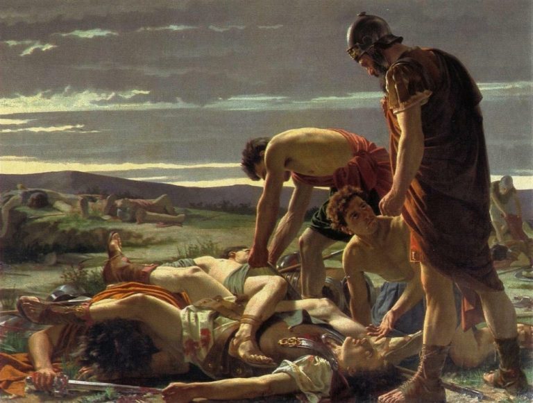Římský zrádce nakonec umírá v bitvě u toskánského města Pistoia.