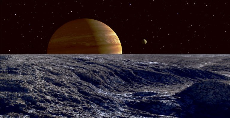 Fascinující pohled na Jupiter, který by se mohl naskytnout průzkumníkům Europy.