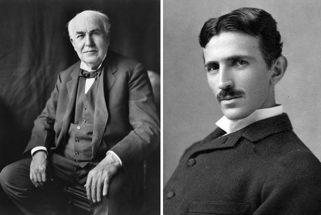 Nejprve táhnou Tesla s Edisonem za jeden provaz ve stejném podniku. Dokud charismatický Srb nepřijde s revolučním nápadem, kterým si Edisona okamžitě znepřátelí.