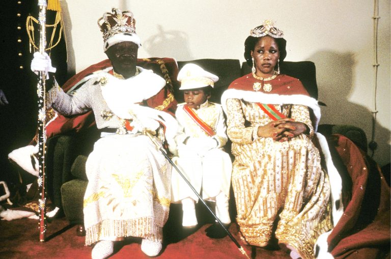 Bokassa se synem a s manželkou.