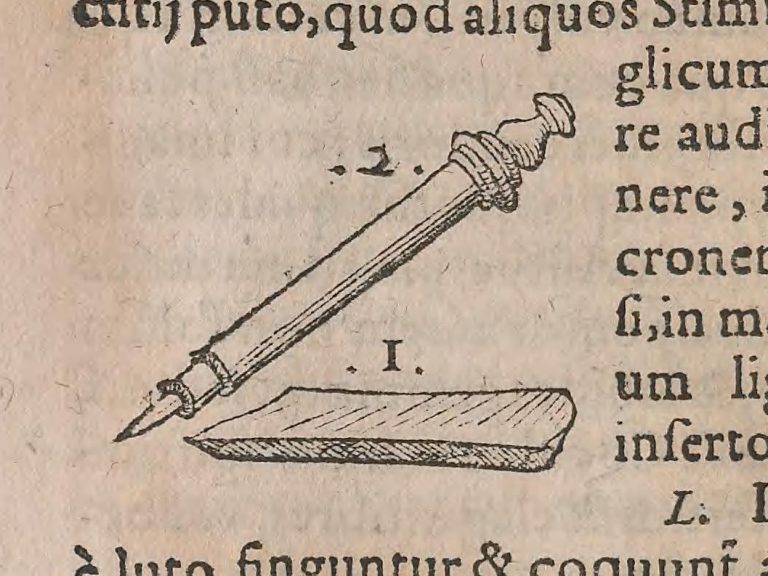 První dochovaná kresba tužky v knize z roku 1565. 