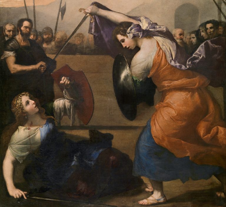 Ženský duel je také námětem obrazu španělského barokního malíře José de Ribery (1591-1652).