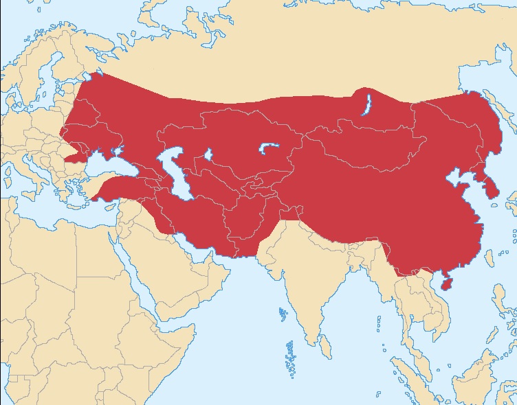 Rozsah Mongolské říše v roce 1279.
