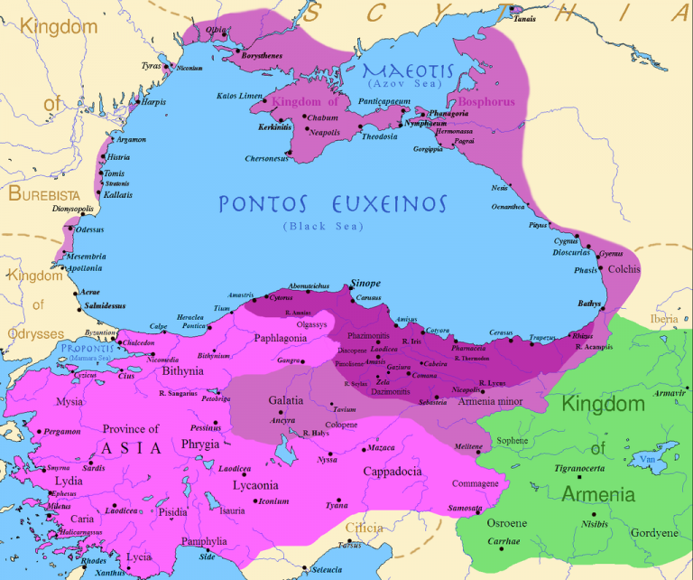 Pontské království má za Mithridatovy vlády obrovskou rozlohu.