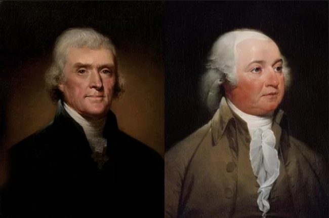 Volební klání Thomase Jeffersona (vlevo) s Johnem Adamsem rozhodně nebylo rytířským kláním.