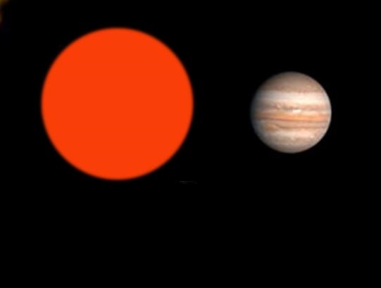 Srovnání velikosti Barnardovy šipky a Jupiteru.