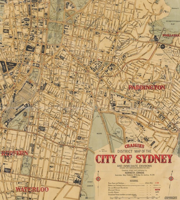 Mapa Sydney zachycuje území, na němž pouliční gangy operovaly.