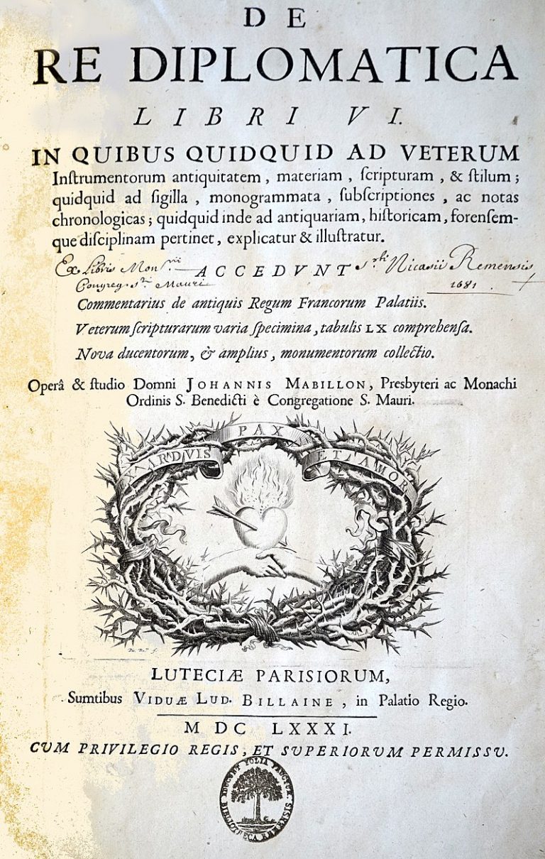 Mabillon ve svých šesti knihách uvádí řadu příkladů, jak zkoumat pravost dokumentů.