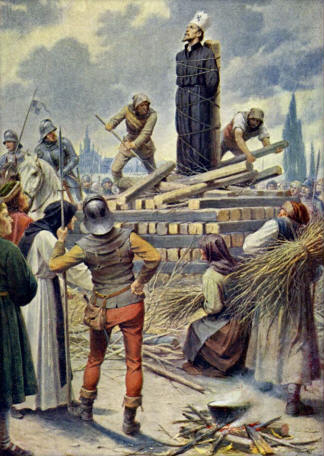 Reformátor Jan Hus skončí na hranici. Ve svých názorech se v mnohém inspiruje u anglického rebela.