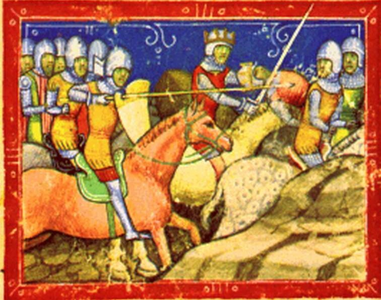 Uherský král Béla IV. bojuje se svým českým protějškem Přemyslem Otakarem II.