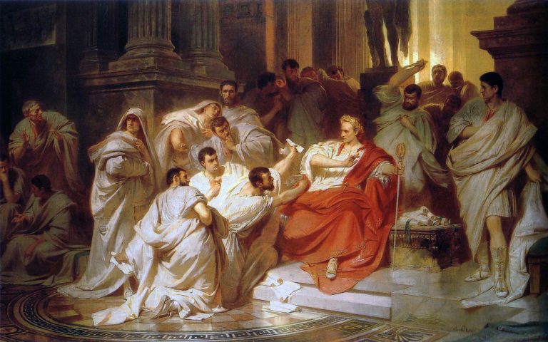 Caesar dostal od senátorů 23 ran.