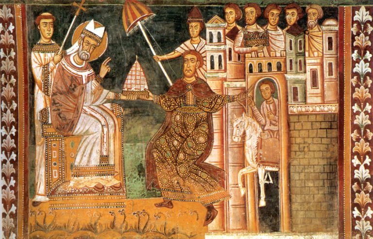 Konstantin I. Veliký předává moc papeži Silvestru I.
