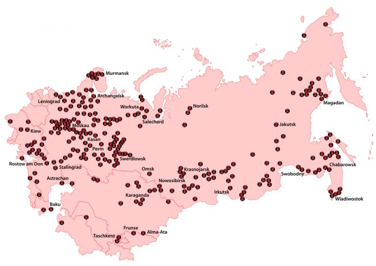 Gulagy vznikaly po celém území Ruska.