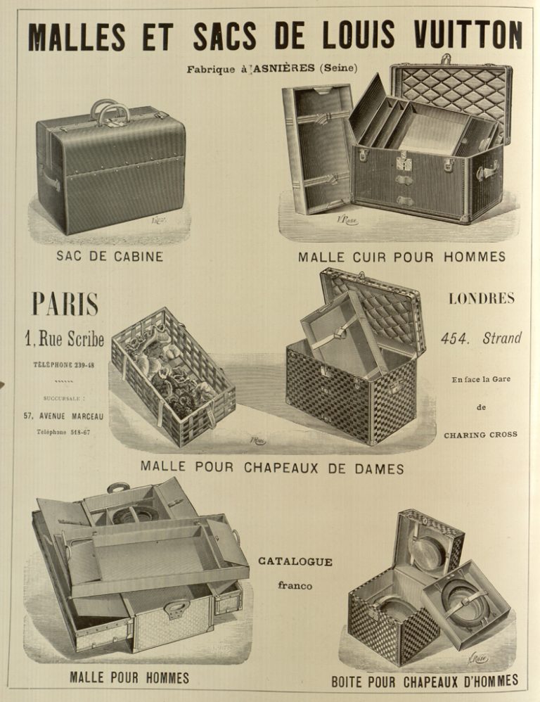 Už na konci 19. století má Louis Vuitton úctyhodný sortiment kufrů a kufříků.