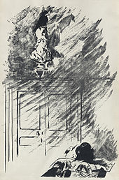 Ilustrace k Poeově známé básni Havran.
