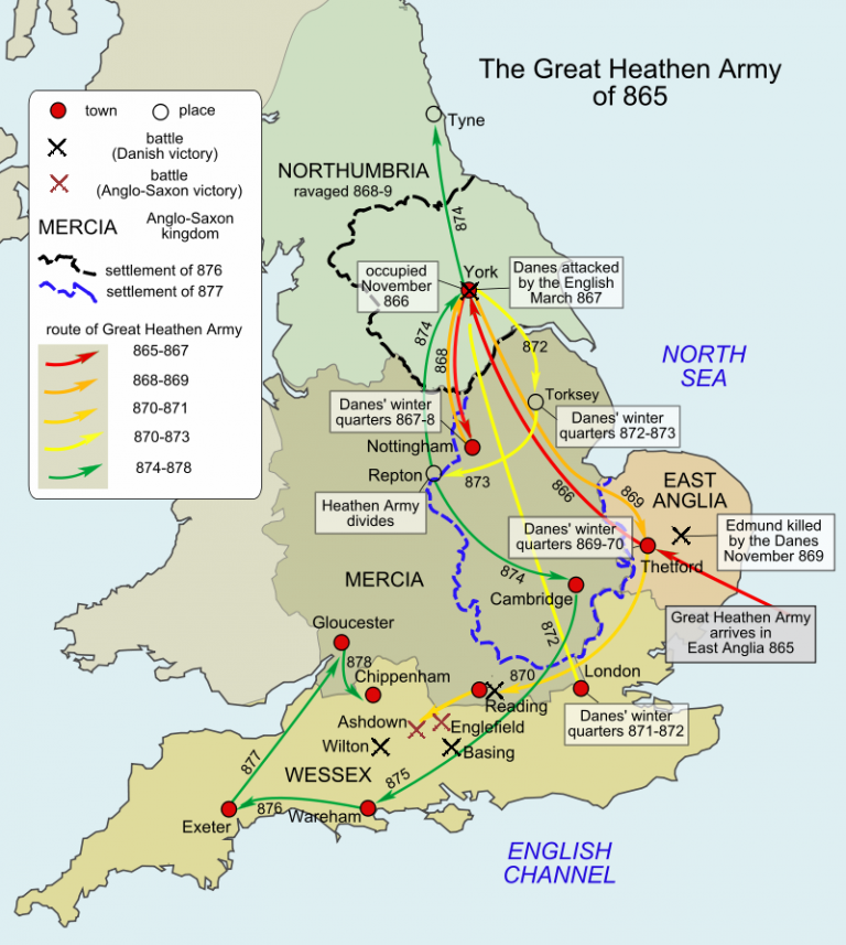 O Anglii probíhají v 9. století tuhé boje.
