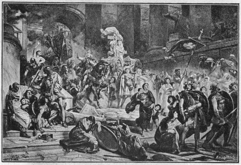 Vizigótský král Alarich I. se svým vojskem obléhá Řím.