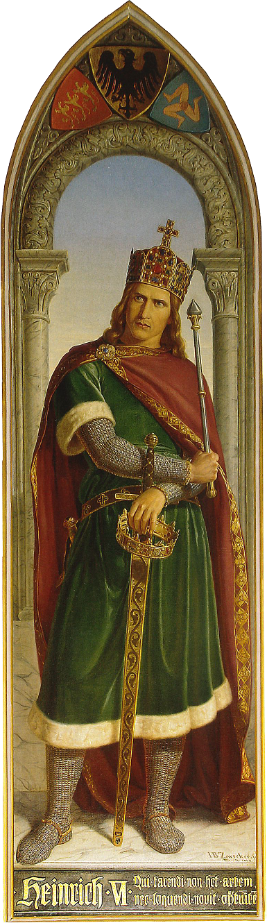 Jindřicha IV. Štaufského doprovodí na korunovační jízdě.