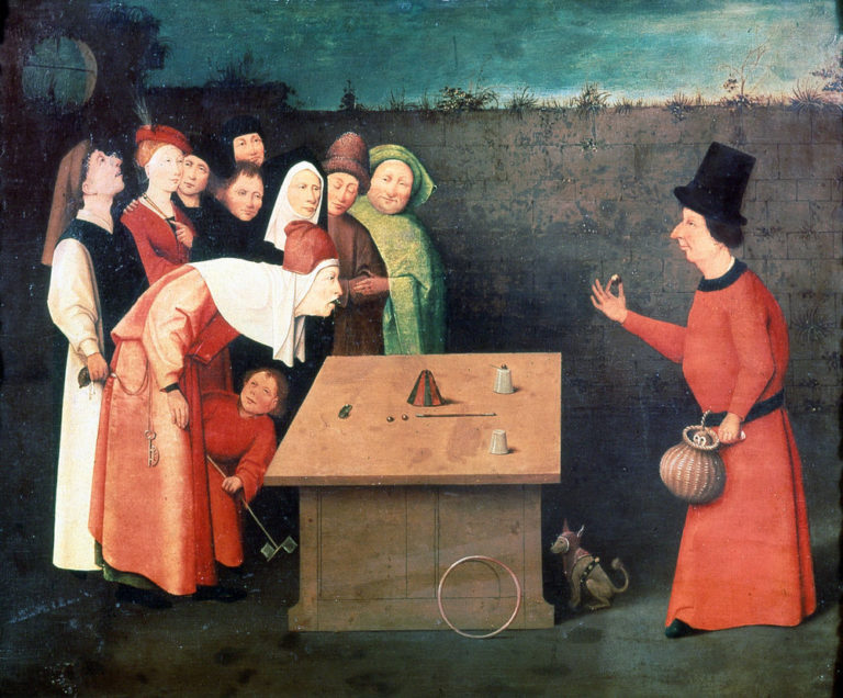 Hieronymus Bosch nemá o skořápkářích valné mínění. Na jeho obraze nechybí ani obratný kapsář.