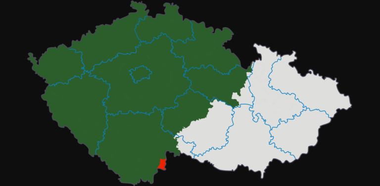 Oblast Vitorazska znázorněná (červeně) na mapě České republiky.