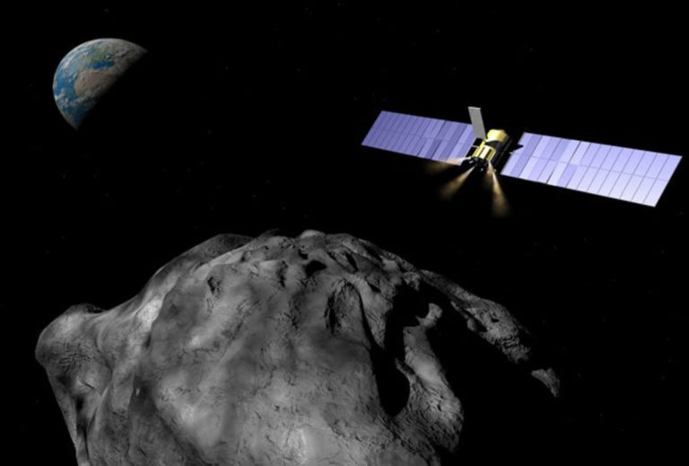 Pomocí gravitace by došlo k odklonu dráhy asteroidu.