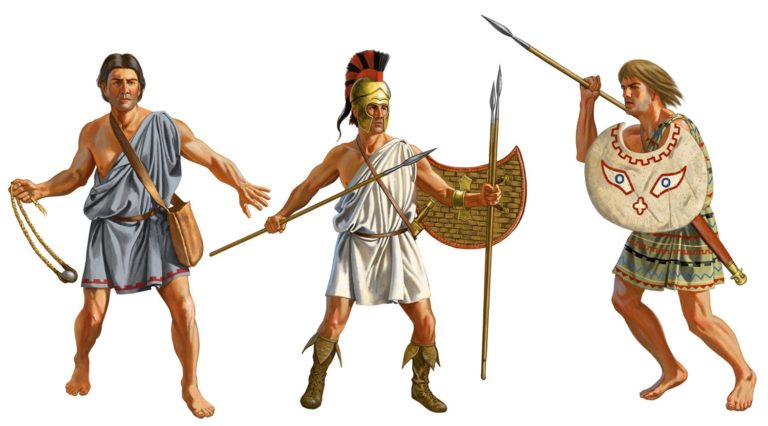 Jednodušší zbraně, dlouhé meče, oštěpy nebo šípy. To byly nejčastější zbraně námezdních vojáků starověku.