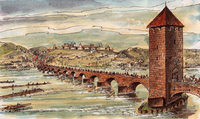 Juditin most byl asi o pět metrů nižší než Karlův most.