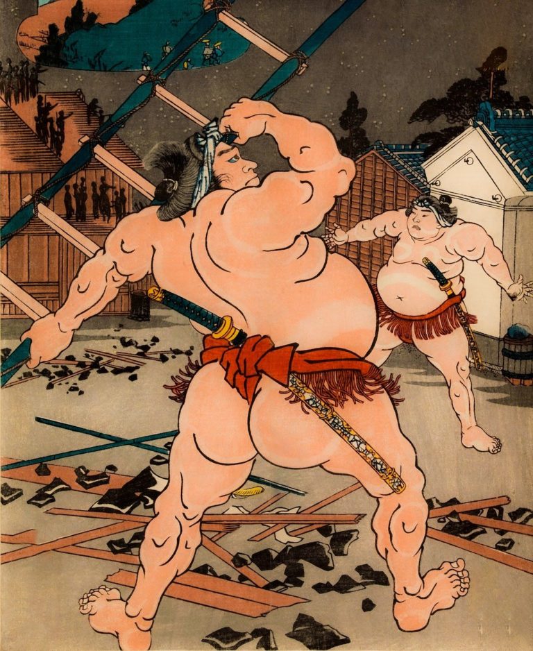 Sport sumo je častým námětem japonských umělců.