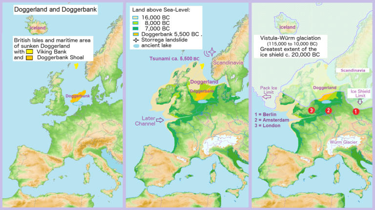 Jak možná mohl vypadat Doggerland a jak vypadá situace dnes.