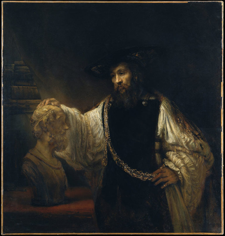 Aristoteles hodně cestuje, než se konečně usadí. FOTO. Rembrandt/Creative Commons/Public domain