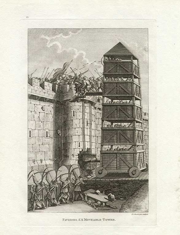 Středověká podoba obléhacích věží, tato je anglická. Foto: Creative Commons, Francis Grose, Public Domain.