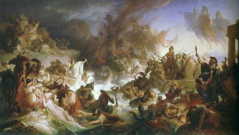 Salamínská bitva předznamenala celkové řecké vítězství v řecko-perských válkách. Zároveň znamenala dominanci Athén na moři.Foto: Creative Commons, Wilhelm von Kaulbach, Public domain.