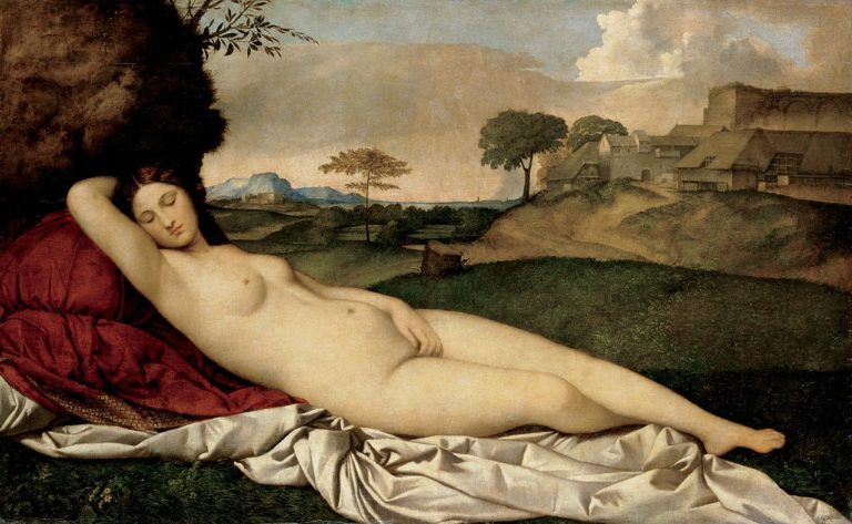 Spící Venuše od Giorgiona. Foto: Creative Commons, Giorgione – Google Art Project: Home – pic Maximum resolution. Volné dílo.