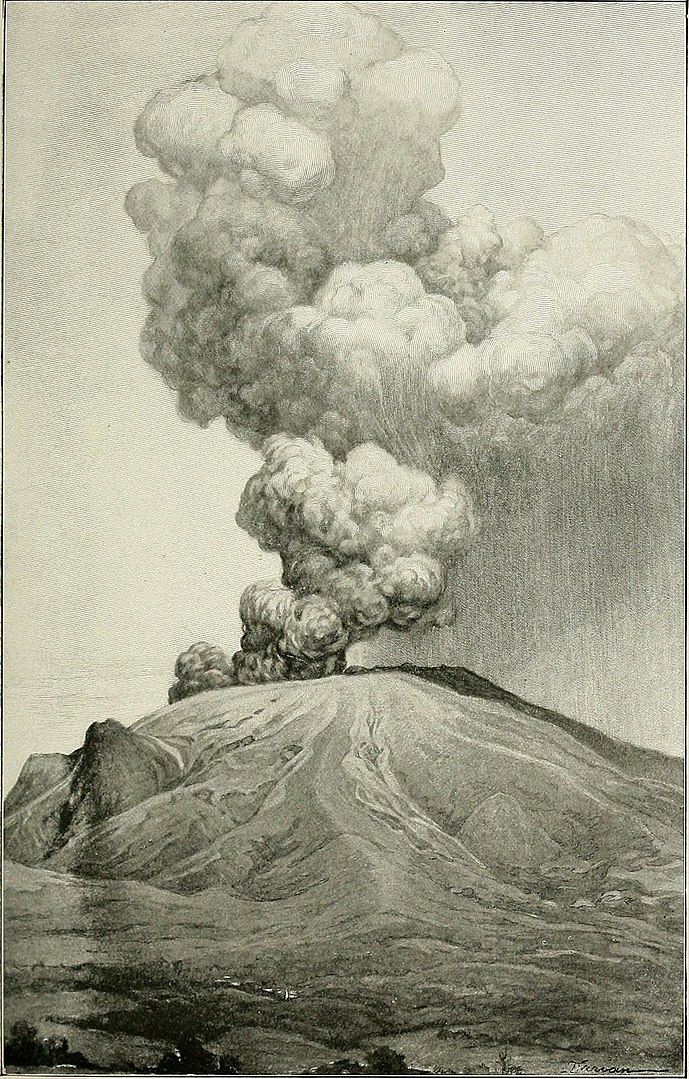 Výbuch sopky Mount Pelée (Internet Archive Book Images - commons.wikimedia)