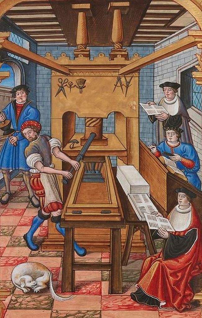 Takto to vypadalo v prvních tiskárnách počátkem 15. století.(Foto: neznámý autor / commons.wikimedia.org / volné dílo)